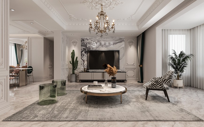 合能(néng)公(gōng)館四居室120平米法式風格客廳