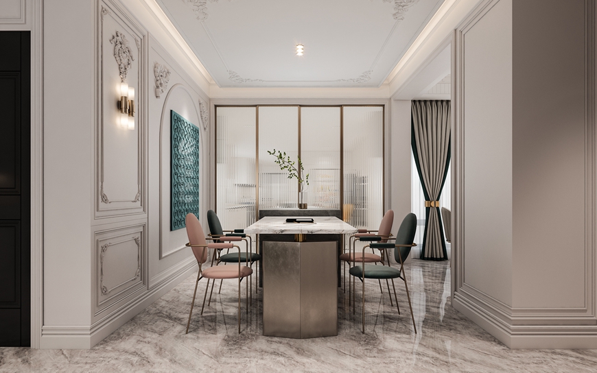 合能(néng)公(gōng)館四居室120平米法式風格餐廳