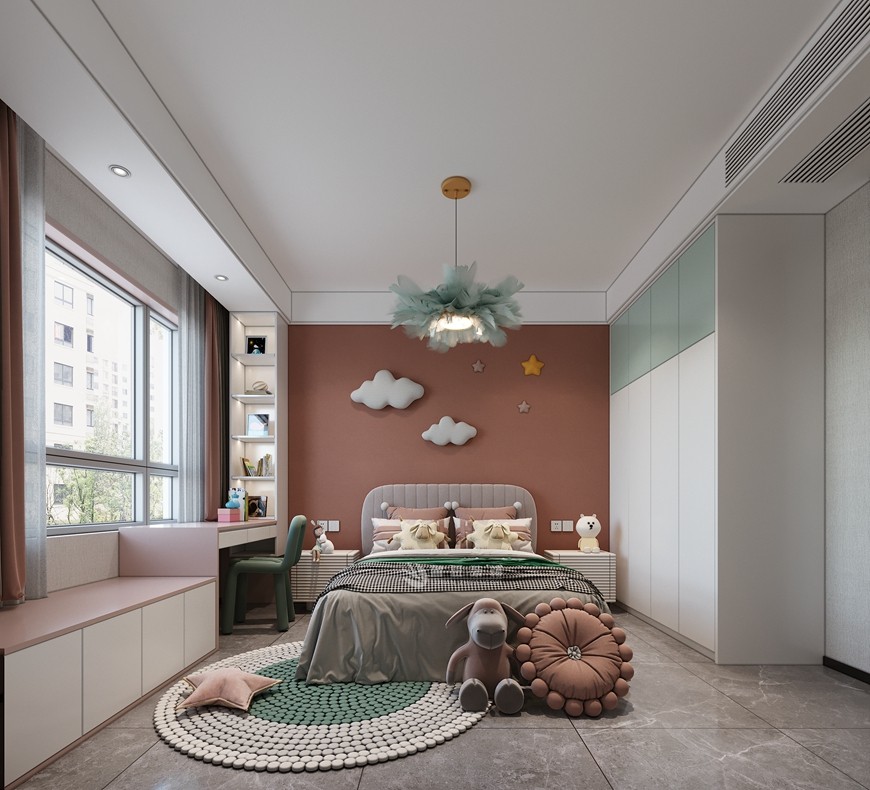 華清學(xué)府城四居室167平米現代簡約風格次卧