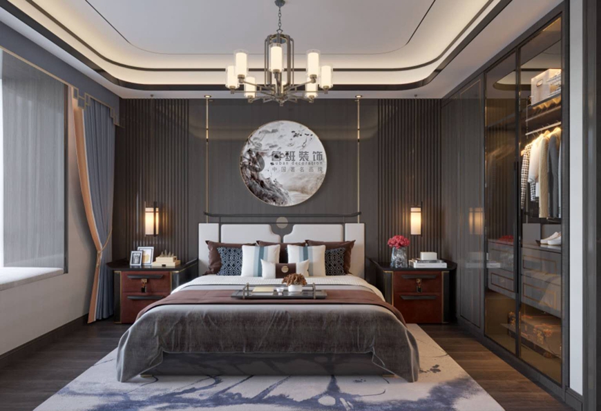 西安(ān)魯班裝(zhuāng)飾出品外國(guó)語大學(xué)家屬院160平米新(xīn)中(zhōng)式王小(xiǎo)龍主筆(bǐ)設計——主卧設計效果圖