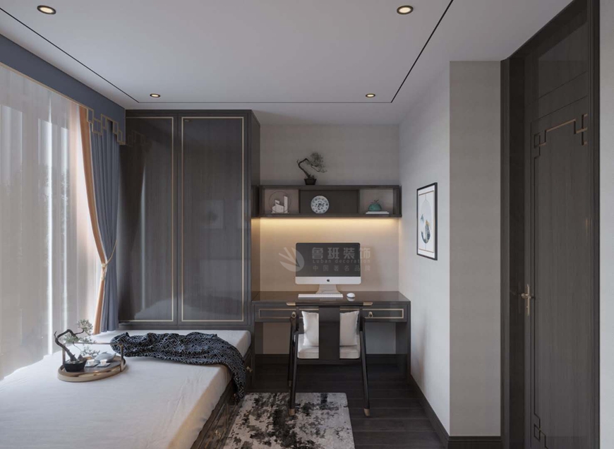 西安(ān)魯班裝(zhuāng)飾出品外國(guó)語大學(xué)家屬院160平米新(xīn)中(zhōng)式王小(xiǎo)龍主筆(bǐ)設計——書房設計效果圖