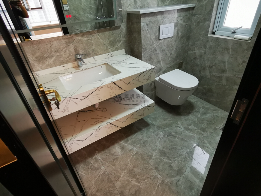 西安(ān)魯班裝(zhuāng)飾出品永和璞玉160平米新(xīn)中(zhōng)式實景照片——主衛生間設計實景照片